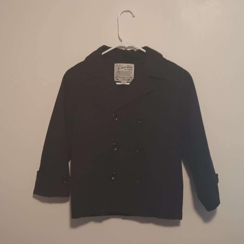 Vintage Plc Original Navy Blue Pea Coat Button Up Ladies Small 5/6